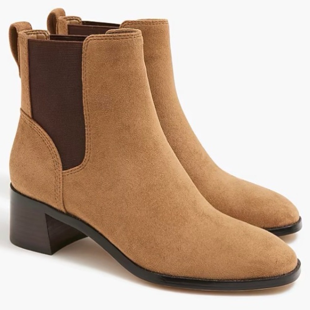 J Crew Faux Suede Chelsea Boots in Rich Coffee